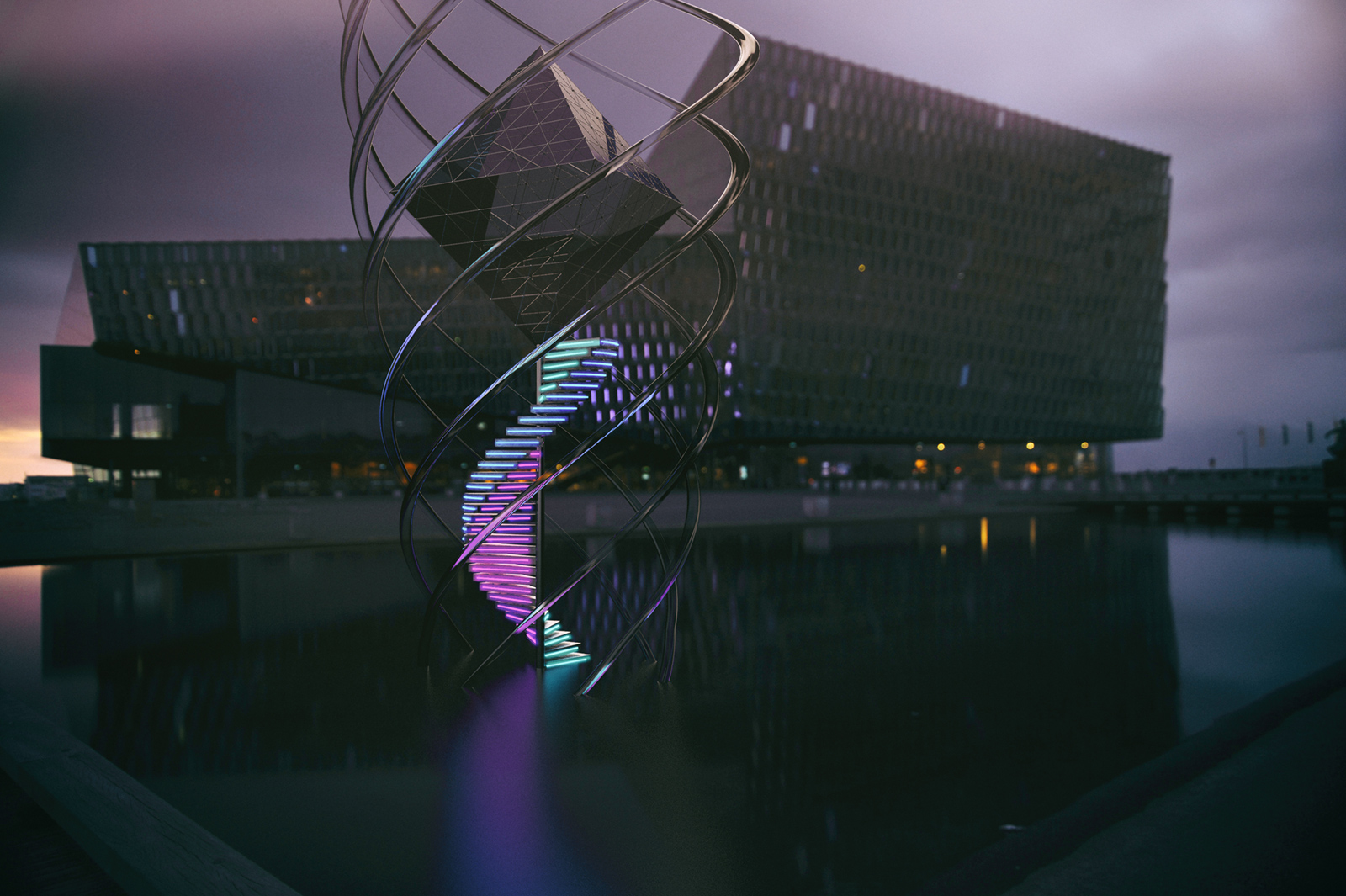 Reykjavik, Harpa, Reykjavik Concert Hall, Tower of Song, Cinema 4D, C4D, 3D Render, CGI, Scifi, Iceland, mountains, Nikon D700, 52 Renders