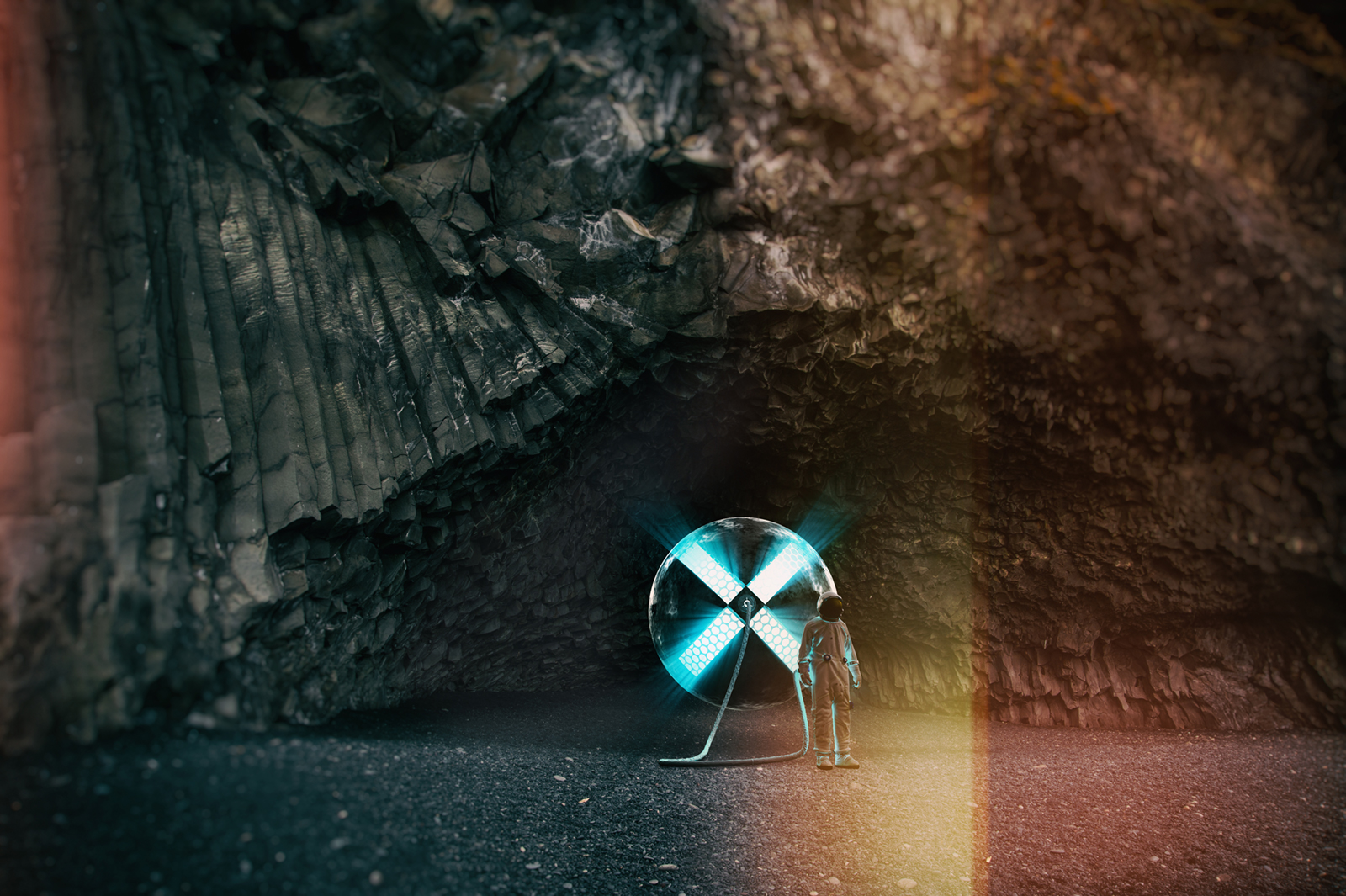 Hálsanefshellir Cave, Reynisfjara, Sea Cave, Columnar Basalt, spelunking, Cinema 4D, C4D, 3D Render, CGI, Scifi, Iceland, , cave, mountains, Nikon D700, 52 Renders