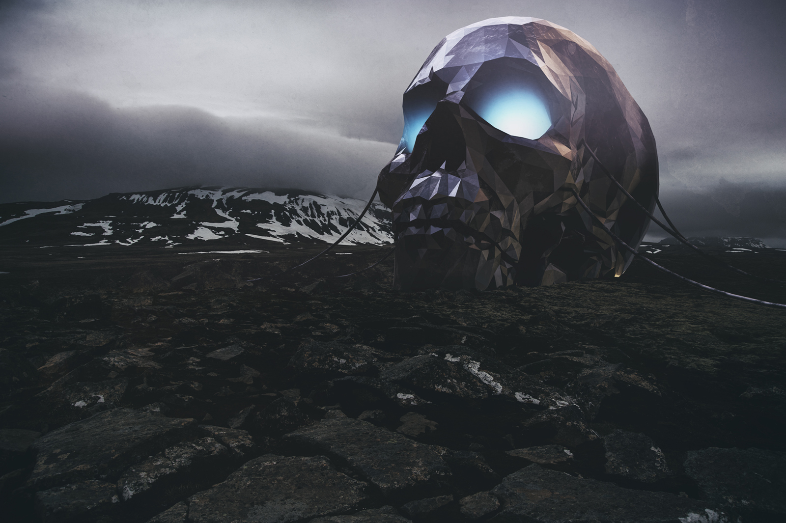 Uxahryggjaleið, Uxahryggir, Iceland, Ox Ridge, Low Poly Skull, Lost in Iceland, Cinema 4D, C4D, 3D Render, CGI, Scifi, Iceland, landscape, Nikon D700, 52 Renders